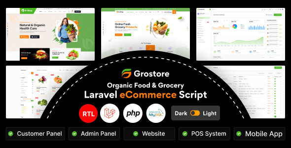 Single  Vendor ECommerce Laravel Script with pos  - Grostore