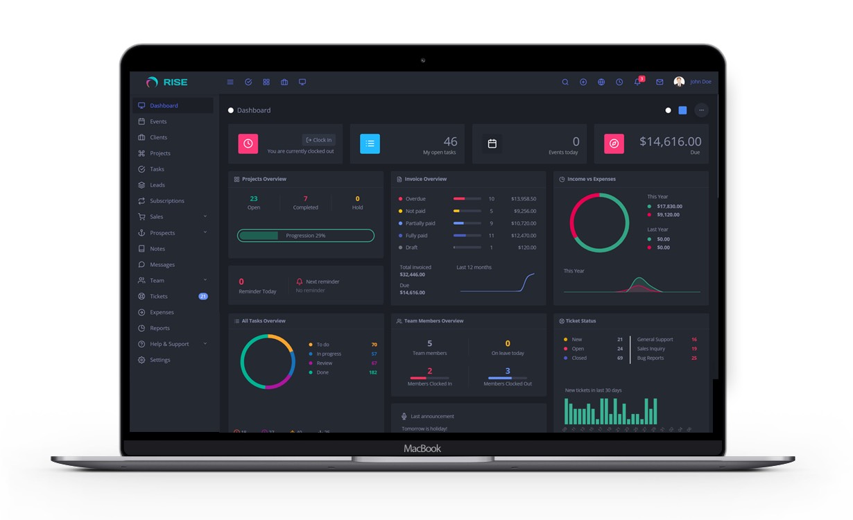 Project Management With CRM Web Software - RISE