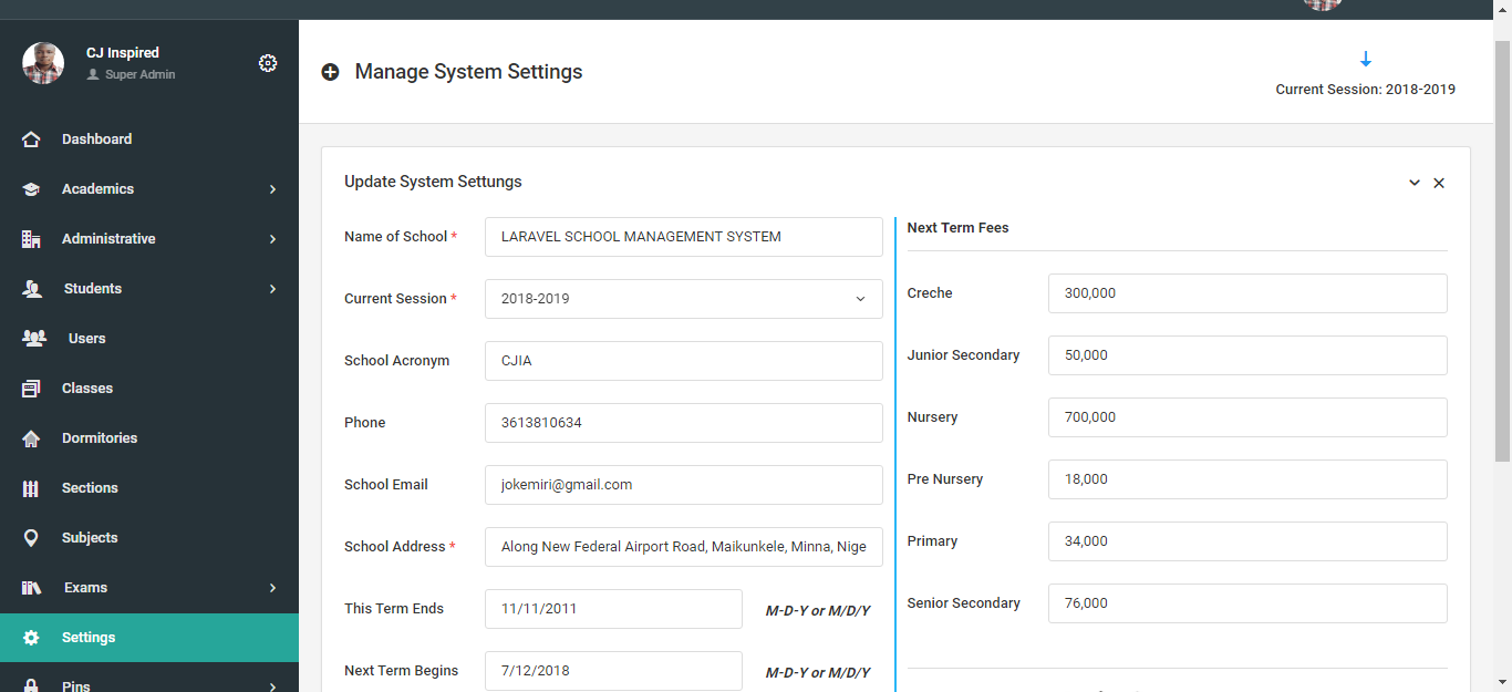 Multi school management system laravel - ekatter8