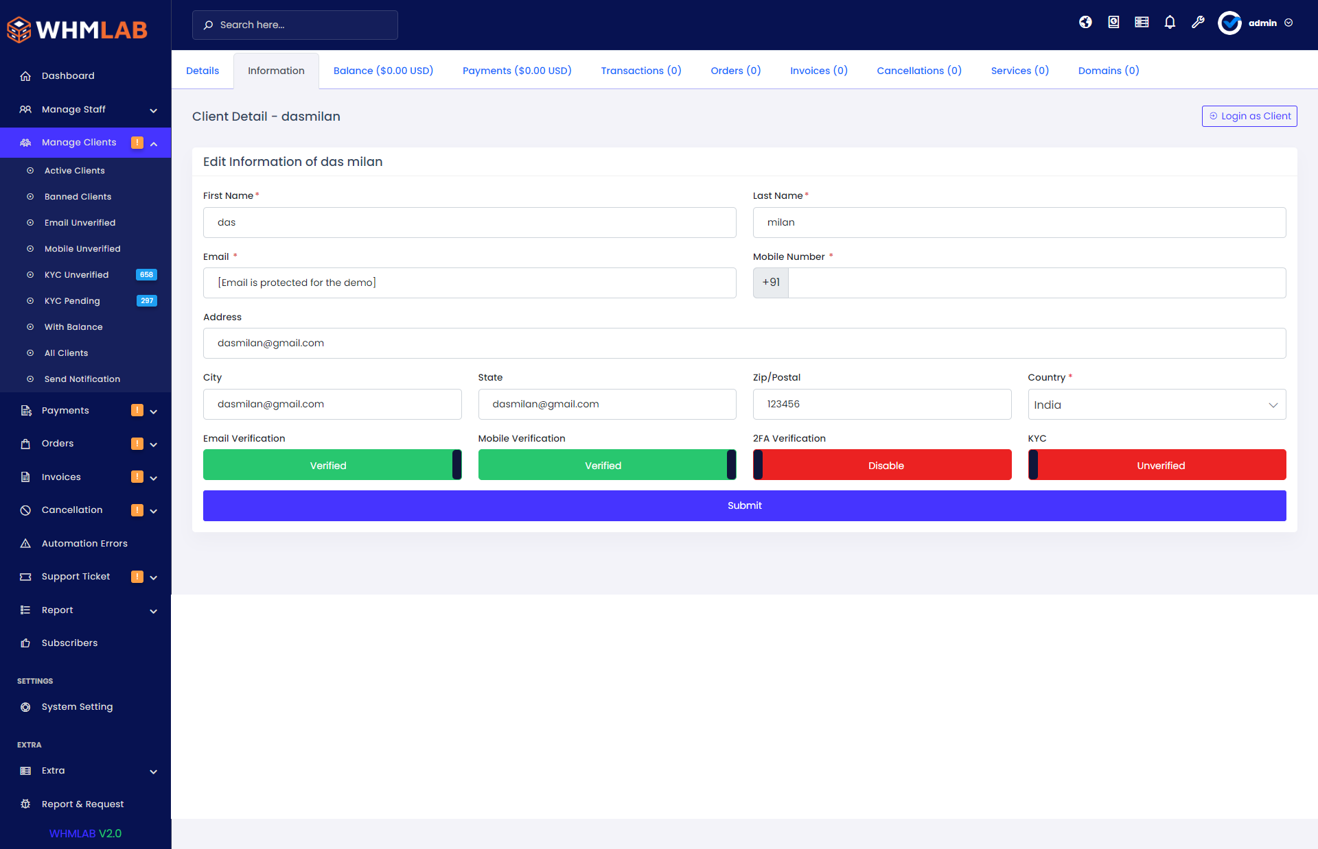 Web Hosting Management System - Whmlab